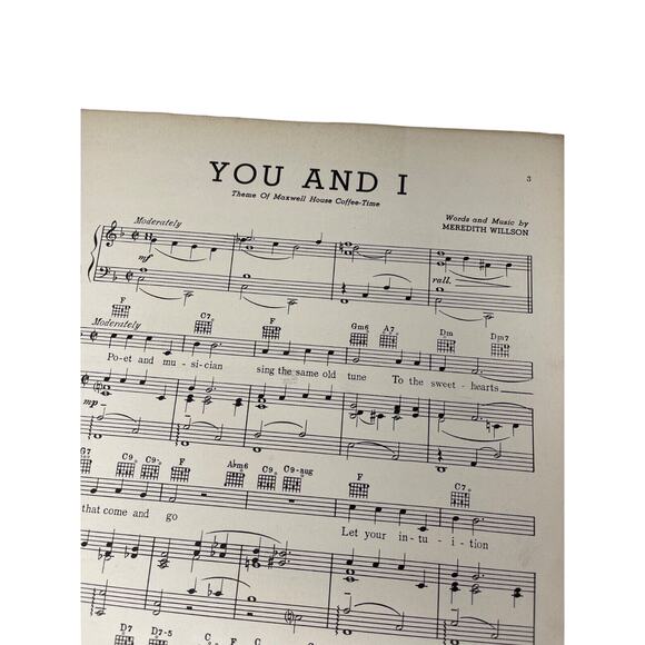 1941 You And I Sheet Music Maxwell House Coffee Time Theme  M Willson - Picture 3 of 5